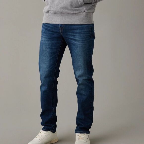 American Eagle AirFlex+ Slim Straight Jean Rustic blue 36/30 NWT in packaging - Picture 1 of 9